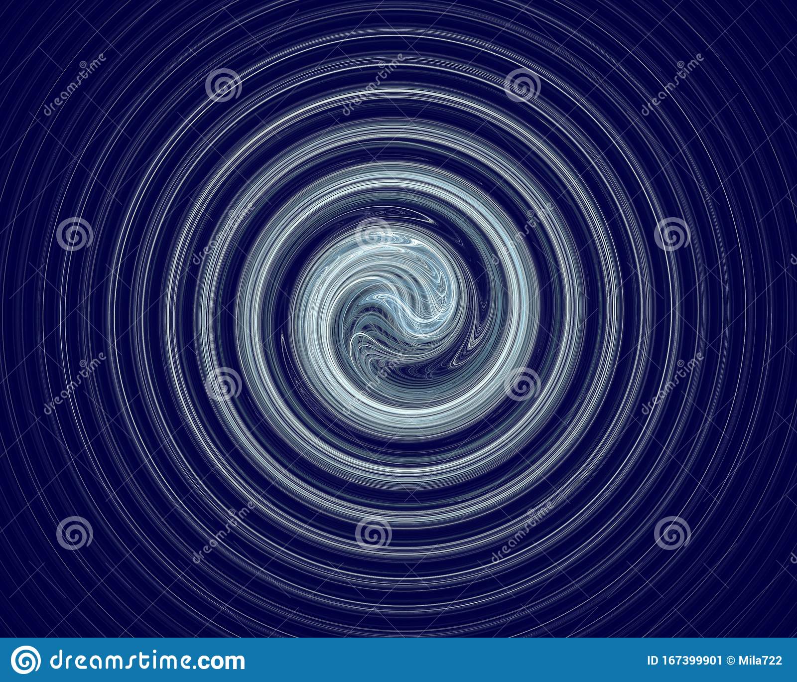 Abstract blue spiral art backdrop or wallpaper on black background stock illustration