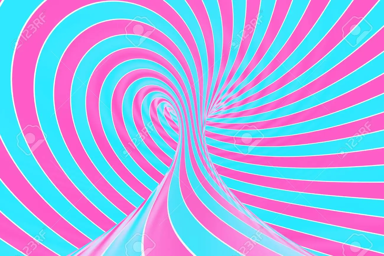 Confection festive pink and blue spiral tunnel striped twisted lollipop optical illusion abstract background d render sweet candy caramel wallpaper stock photo picture and royalty free image image
