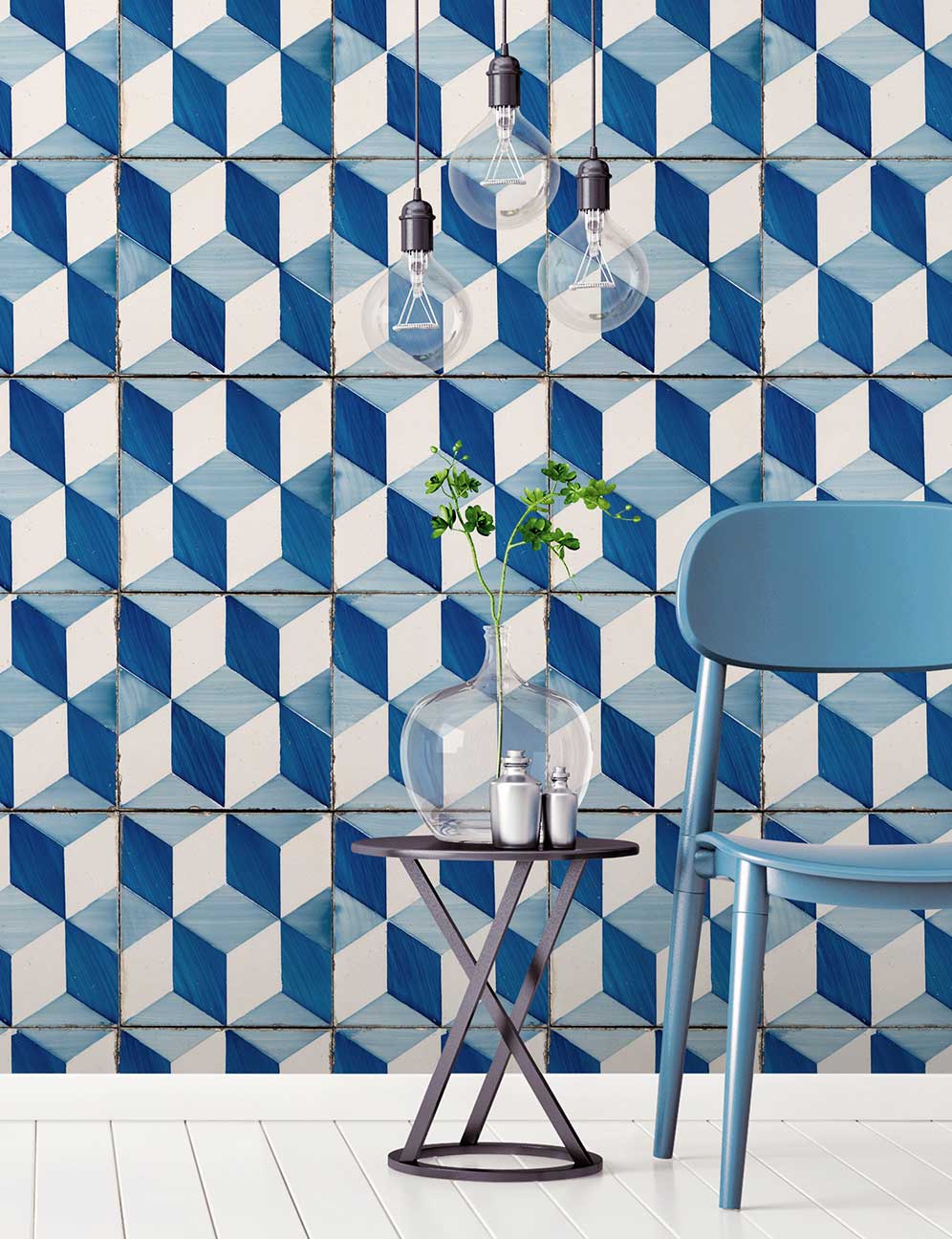Blue white portuguese tile wallpaper
