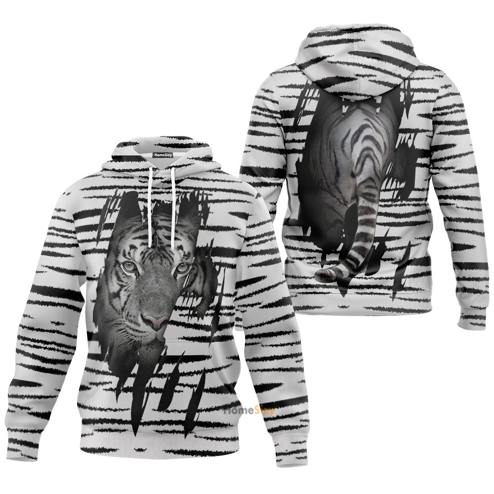 White tiger stume custom apparel outfit d all over printed unisex hoodie
