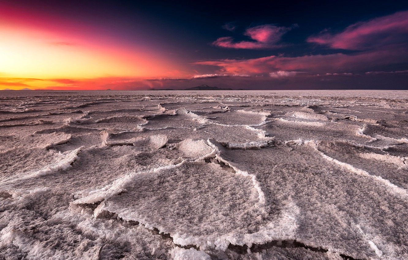 Wallpaper sunset lake salt salar de uyuni bolivia images for desktop section ððµðð