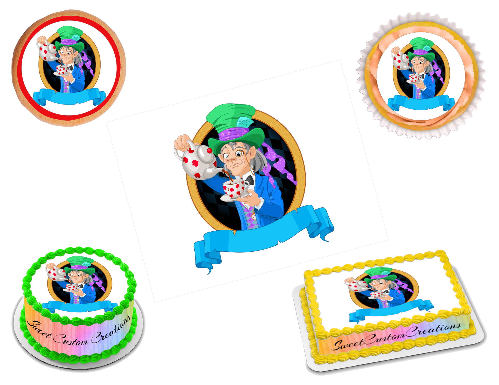Mad hatter edible image frosting sheet sizes â sweet custom creations