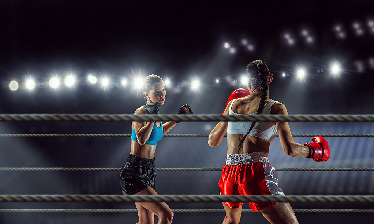 Desktop wallpapers two girls sport boxing uniform