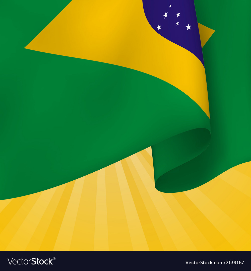 Background with realistic flag of brazil vector image