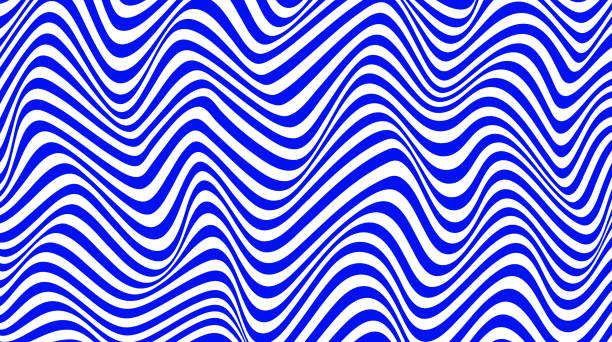 Abstract curved lines background in white and blue color wave pattern stock illustration
