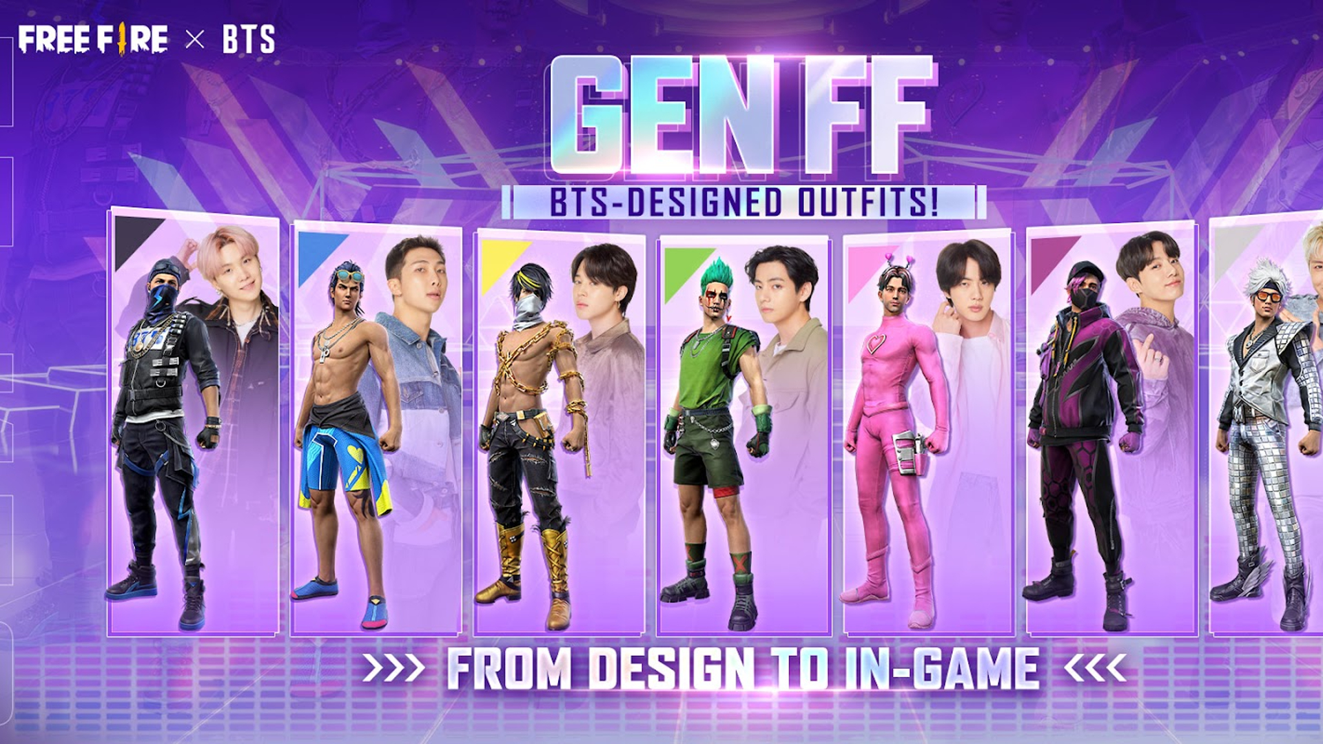 Free fire gets skins designed by bts members