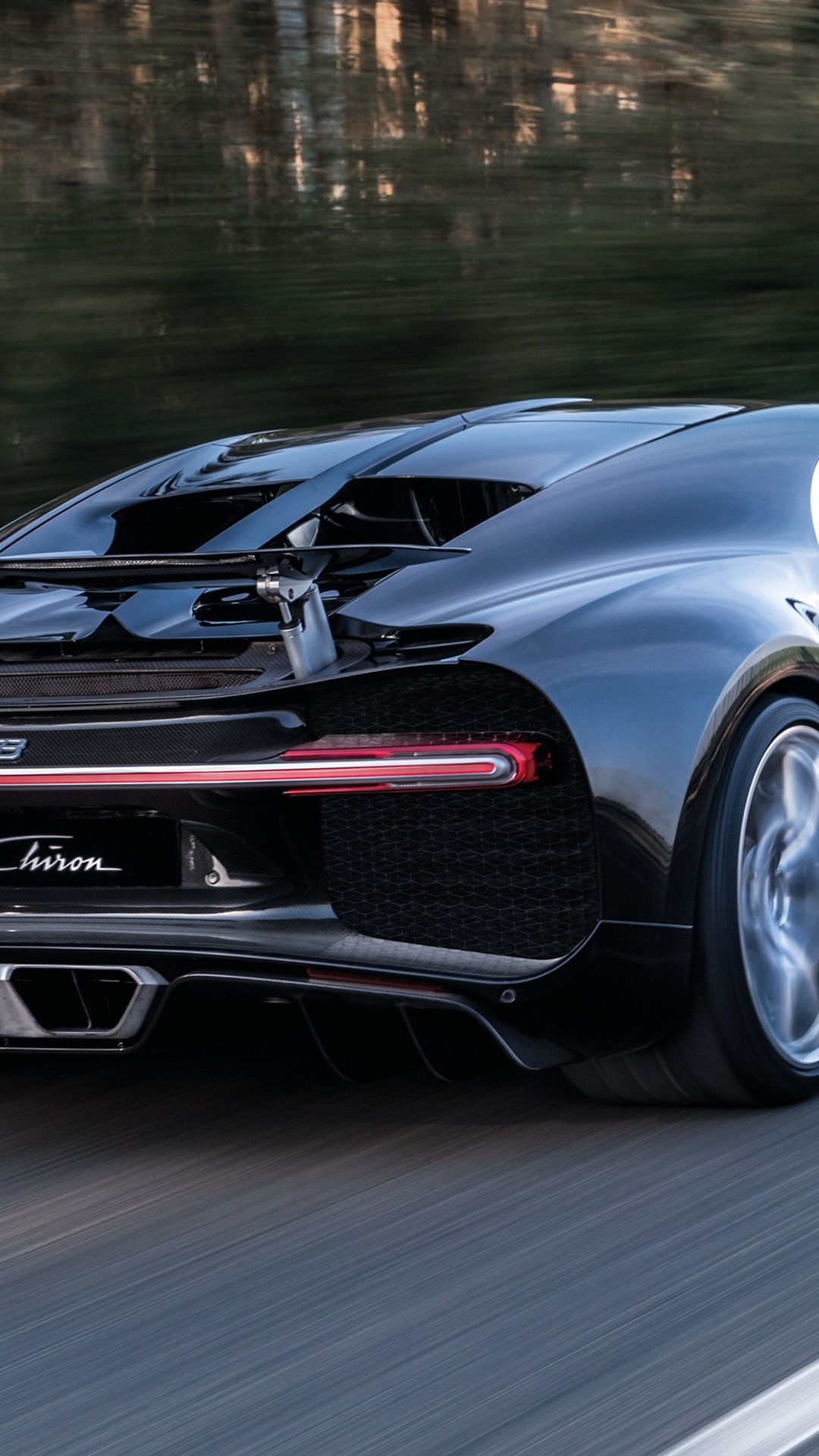 Bugatti chiron black supercar back view x iphone s plus wallpaper background picture image