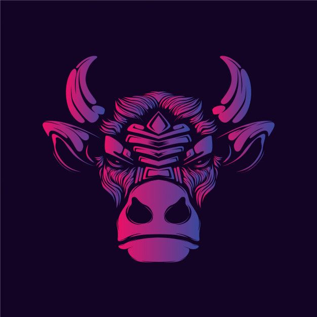 Premium vector angry bull head glow in the dark angry bull wallpaper bulls wallpaper skull illustration