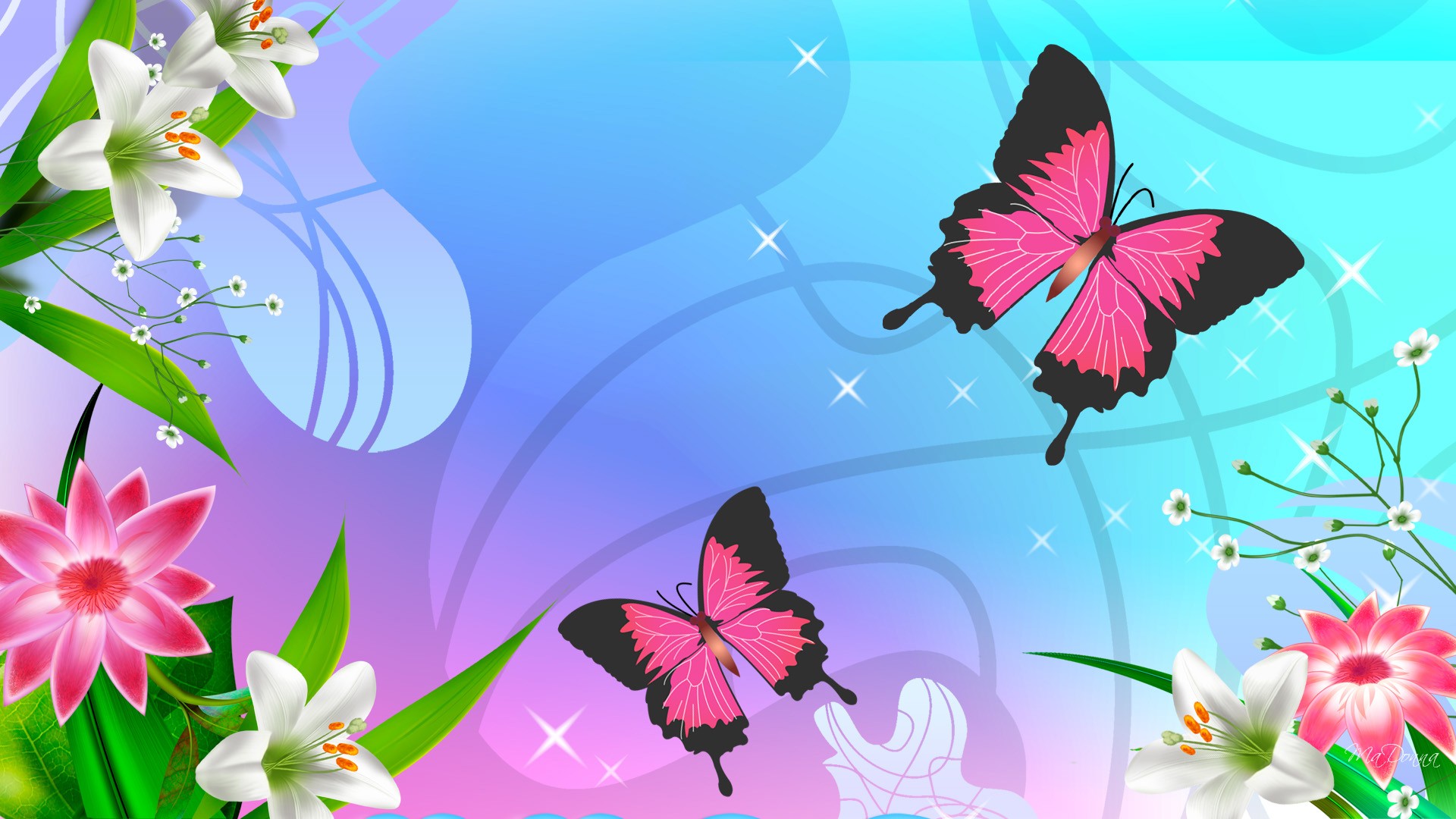 Pink butterfly wallpaper desktop
