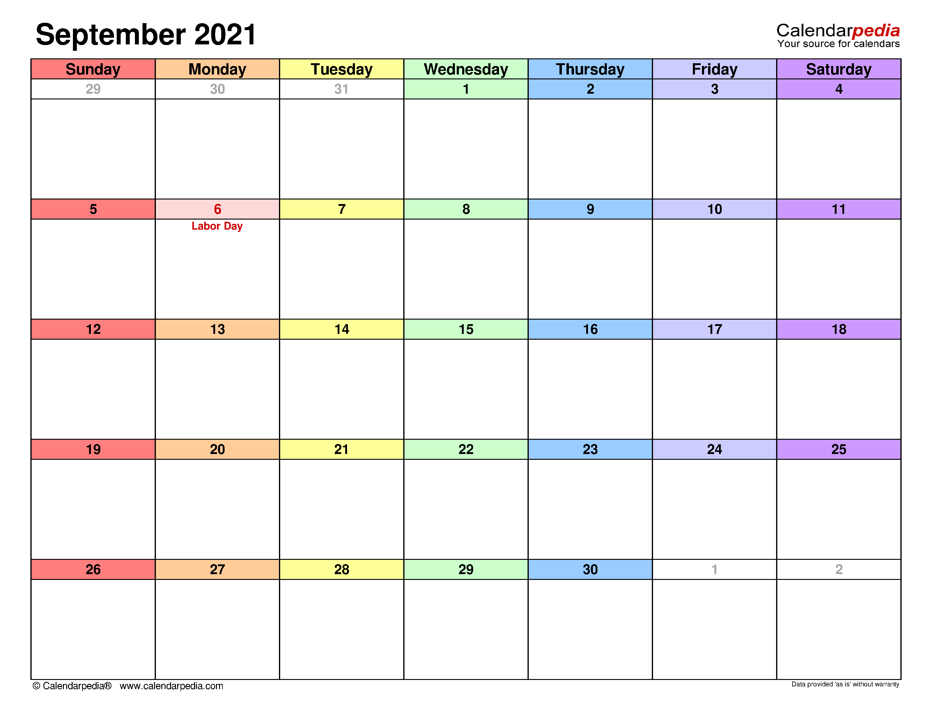 September calendar templates for word excel and pdf