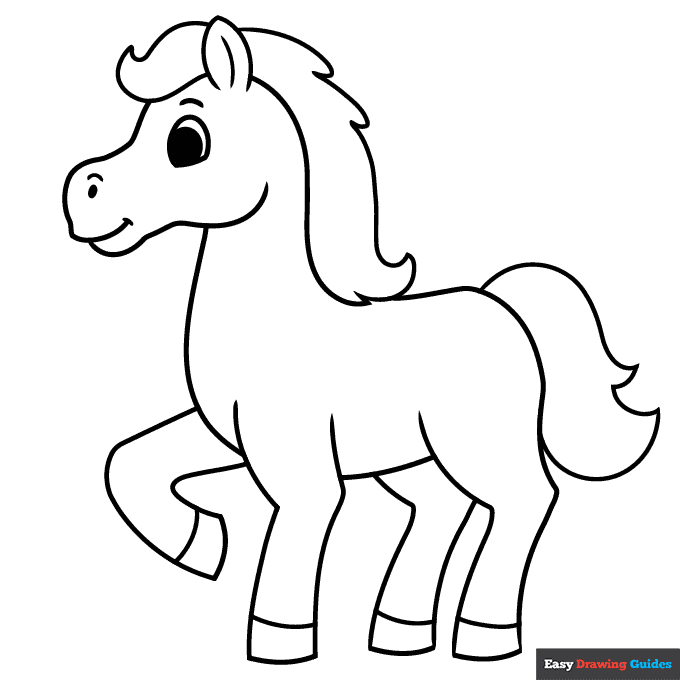 Easy horse coloring page easy drawing guides