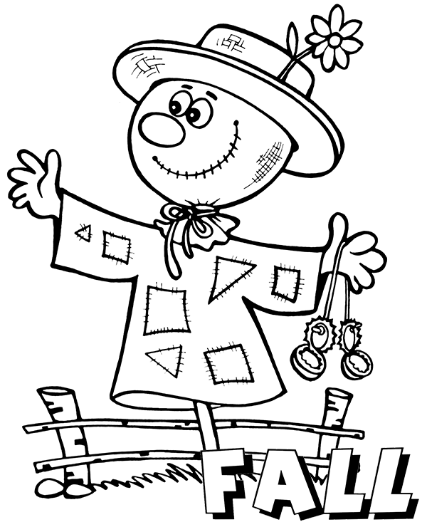 Scarecrow coloring page for kids
