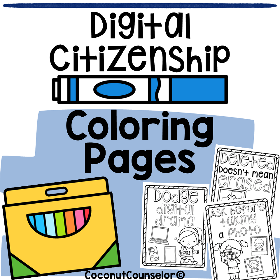 Digital citizenship coloring pages made by teachers