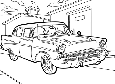 Retro chevrolet bel air coloring page free printable coloring pages
