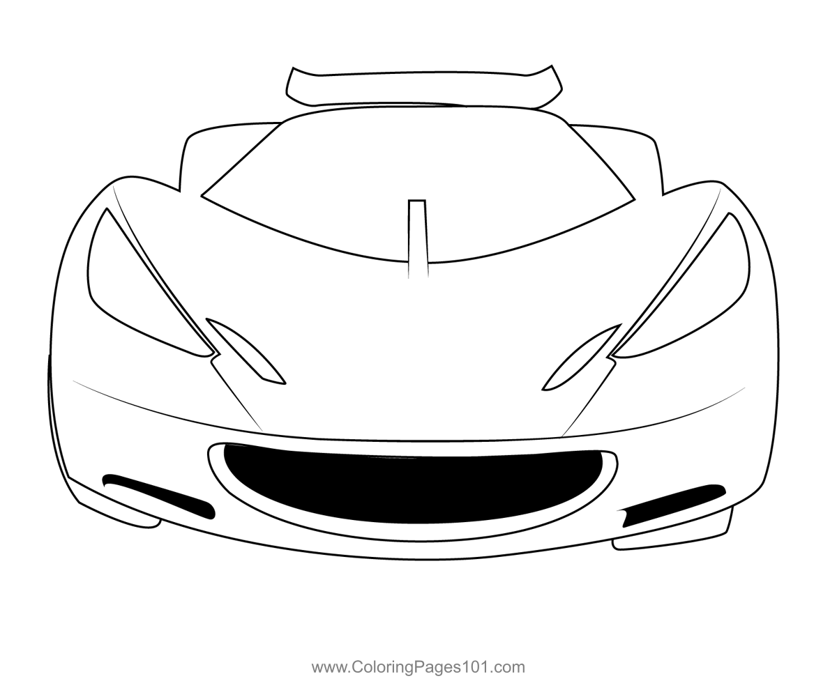 Front lotus hot wheels coloring page for kids