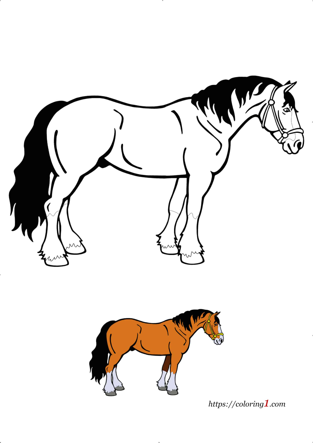 Draft horse coloring pages