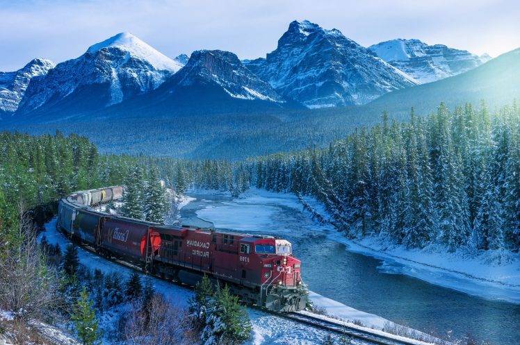 Train nature ice mountain forest canada wallpapers hd desktop and mobile backgrounds