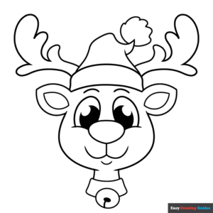 Reindeer face coloring page easy drawing guides