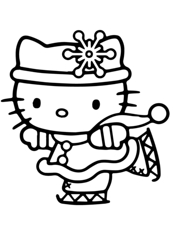 Hello kitty skating coloring page free printable coloring pages