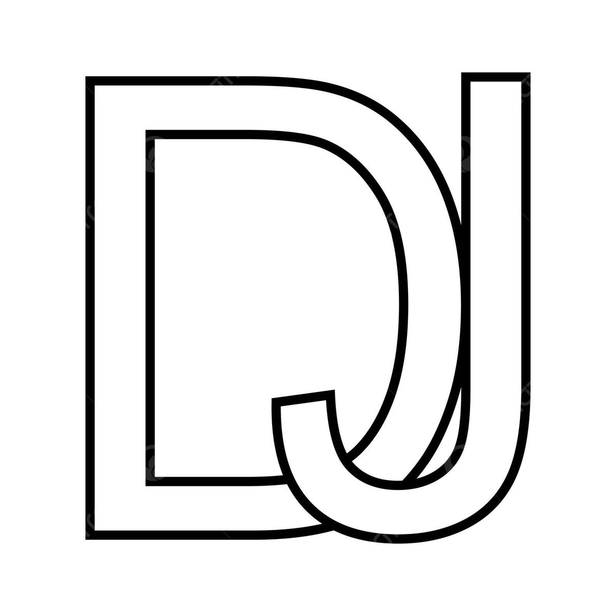 Iconic dj jd logo interlaced letters d and j in a sign vector black dj industry png and vector with transparent background for free download