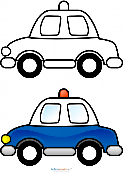 Match up coloring pages â police car