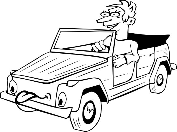 Boy driving car cartoon outline clip art free svg download vector