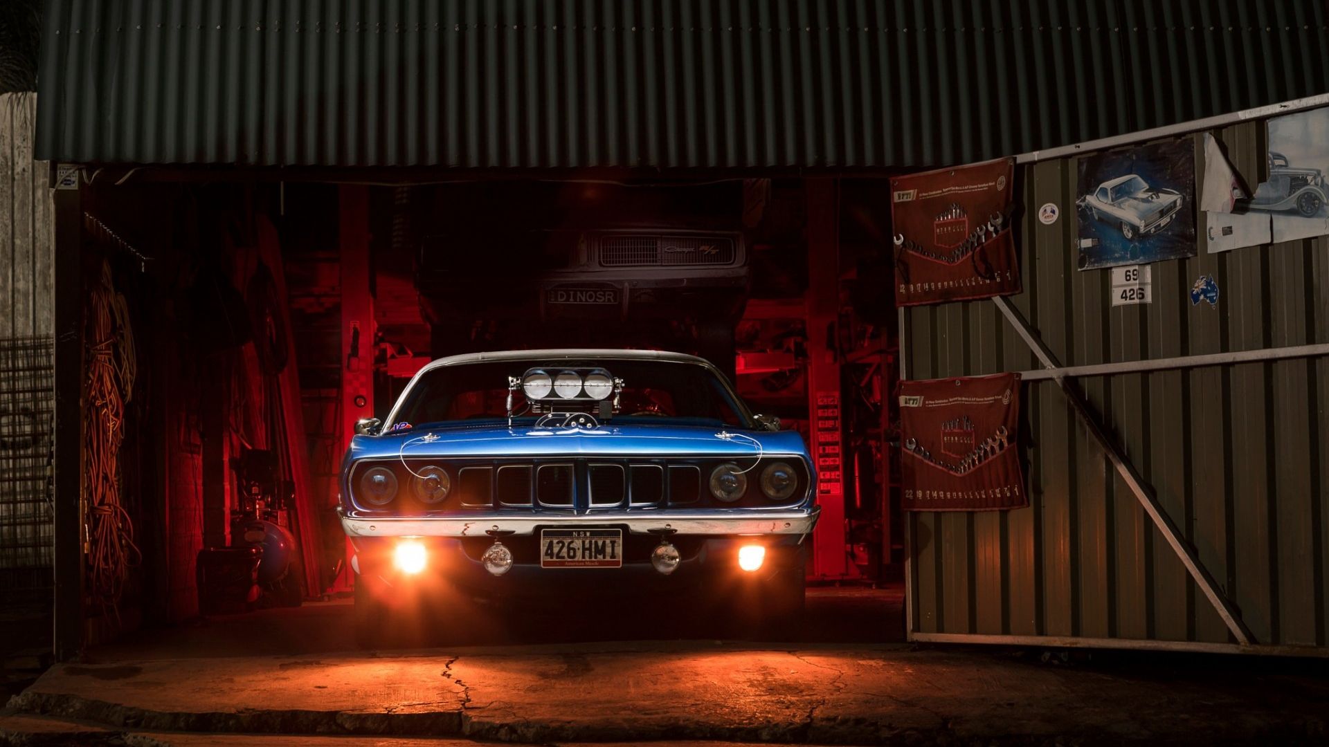 Desktop wallpaper plymouth barracuda classic muscle car garage hd image picture background bdb