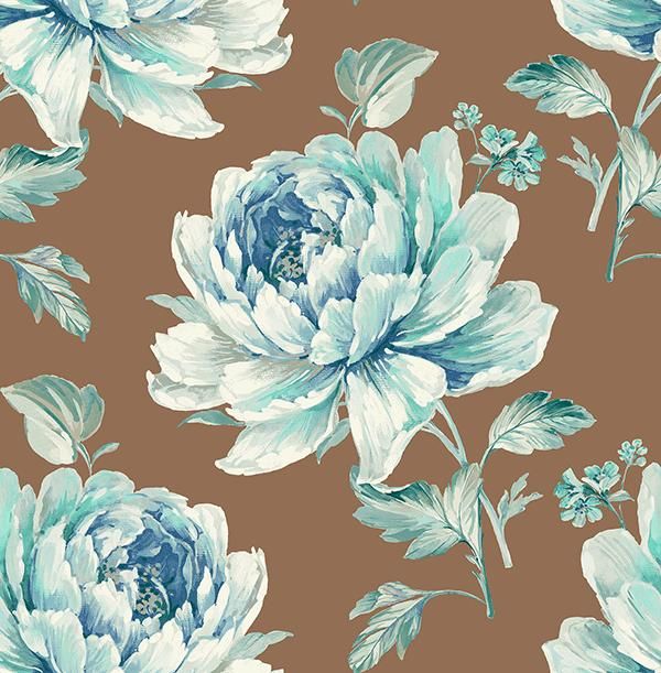 Jarrow floral wallpaper in blues and metallic by carl robinson for seabrook wallcoverings floral wallpaper wallpaper flower wallpaper