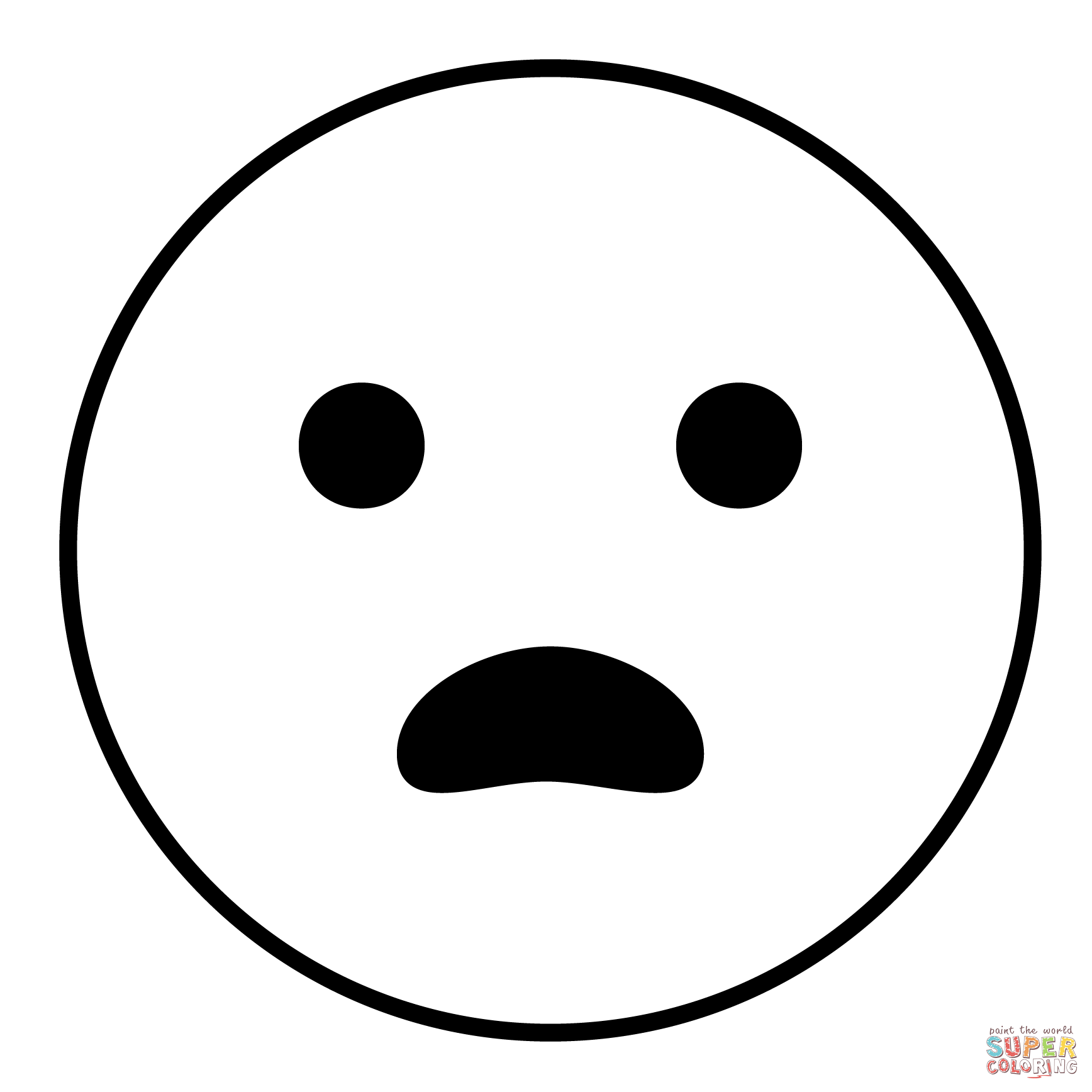 Frowning face with open mouth emoji coloring page free printable coloring pages