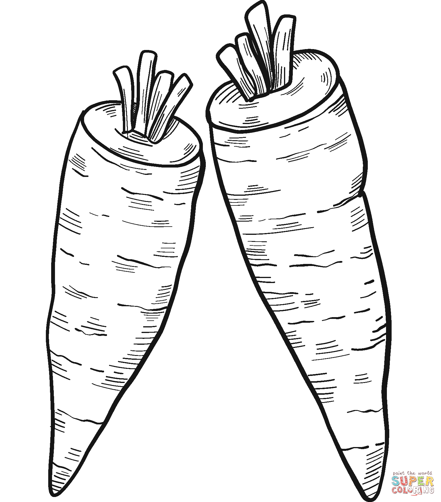 Two carrots coloring page free printable coloring pages