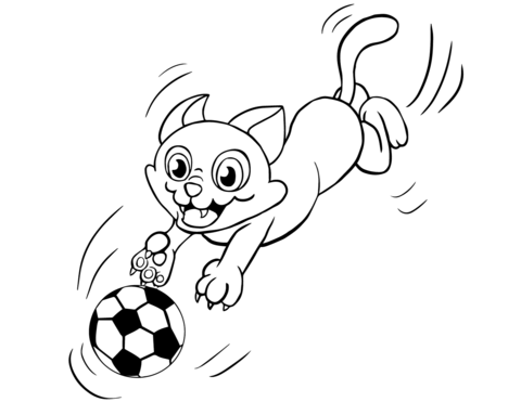 Cat chasing the ball coloring page free printable coloring pages