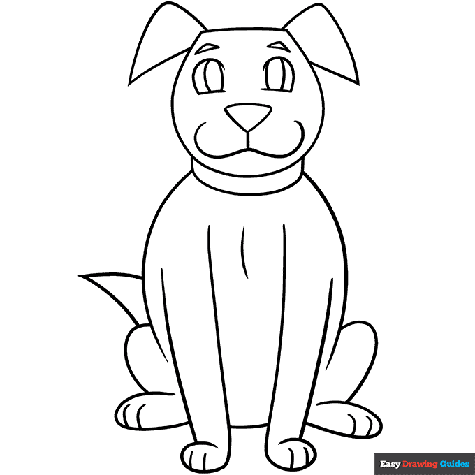 Easy dog coloring page easy drawing guides