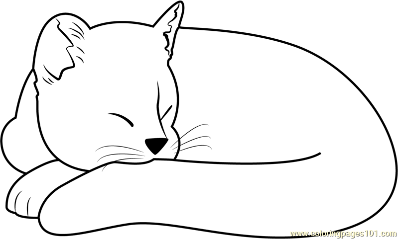 Ginger cat sleeping coloring page