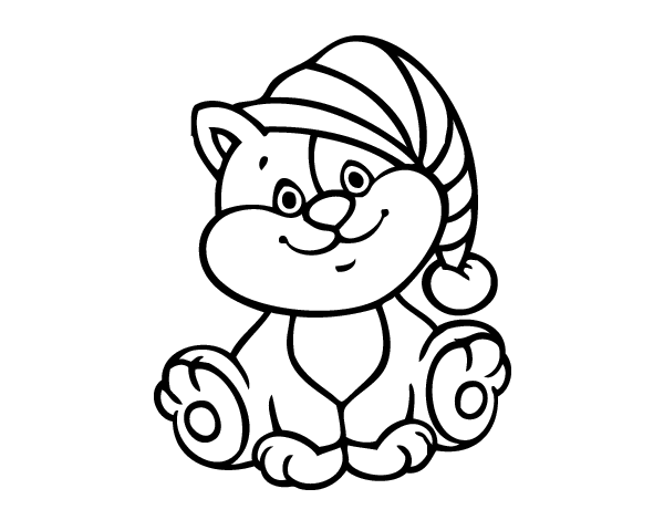Cat with hat coloring page
