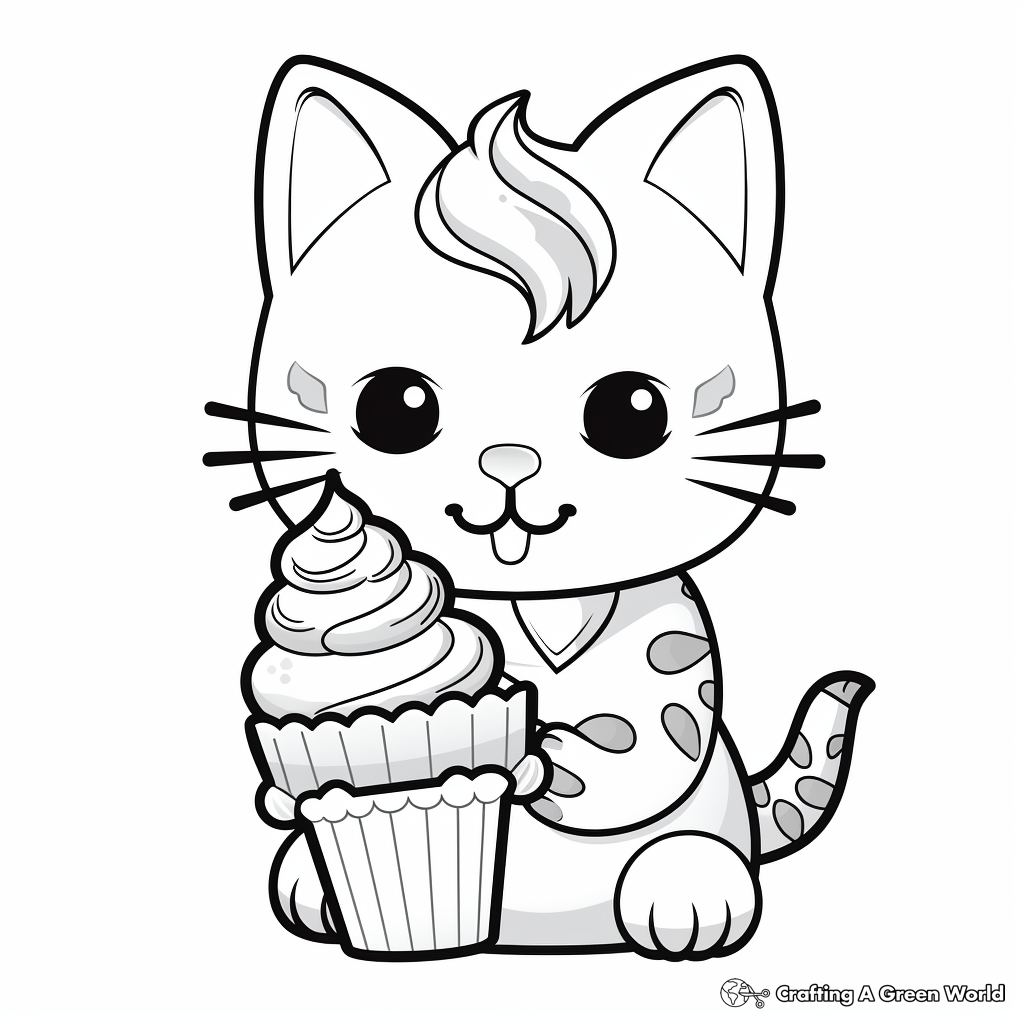 Cat ice cream coloring pages