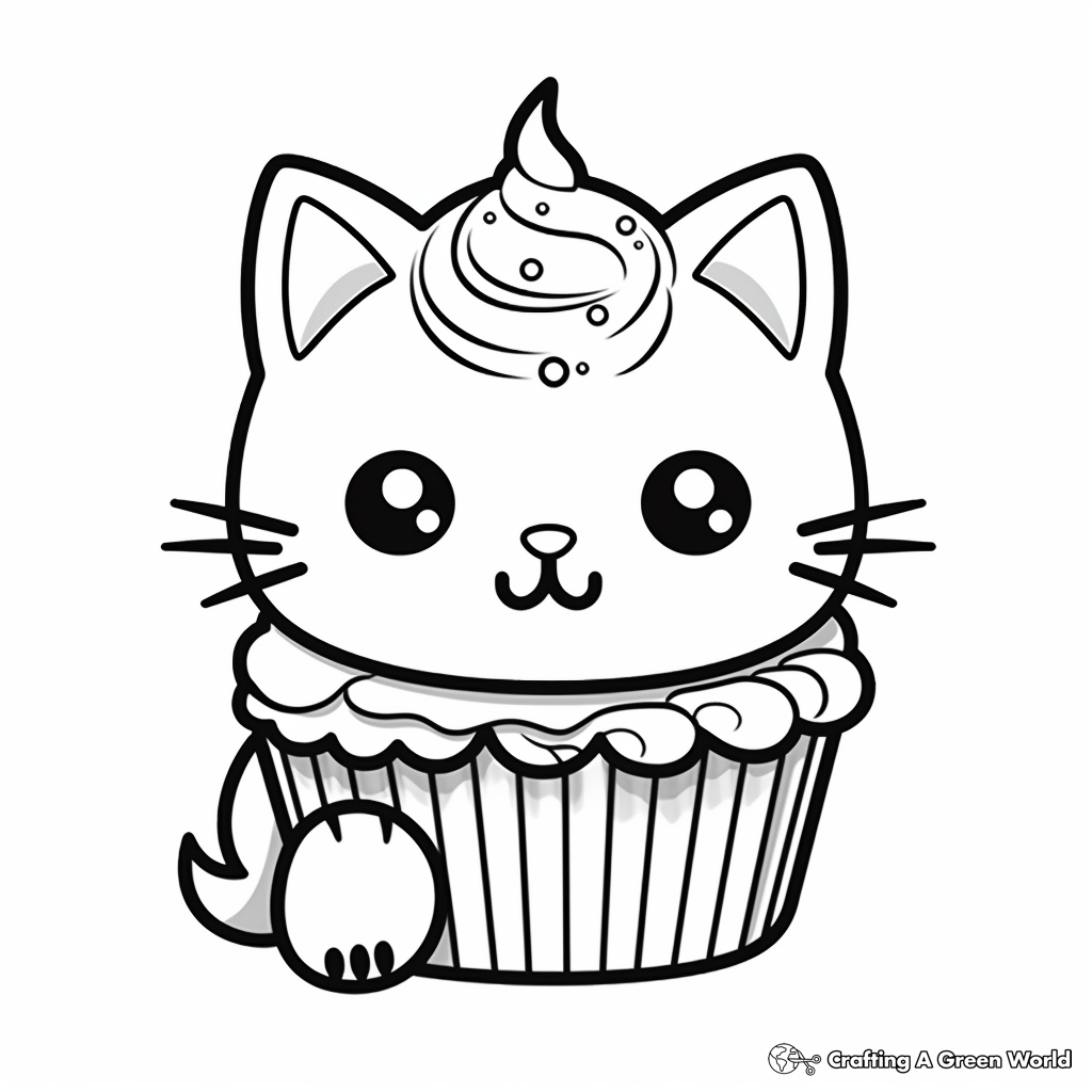 Cat cupcake coloring pages