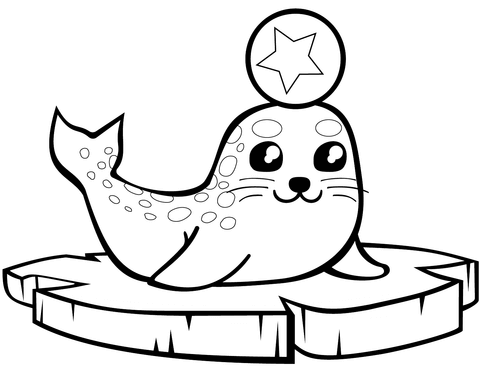 Baby seal on an ice floe coloring page free printable coloring pages