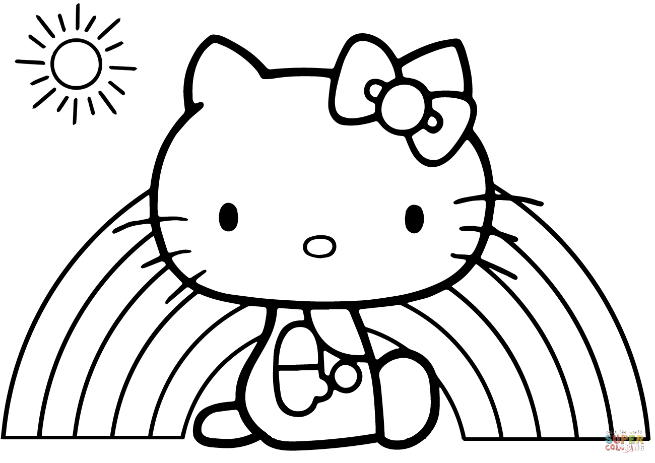 Hello kitty rainbow coloring page free printable coloring pages