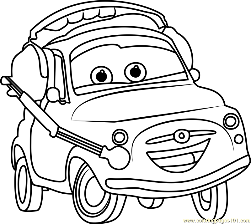 Luigi from cars coloring page for kids
