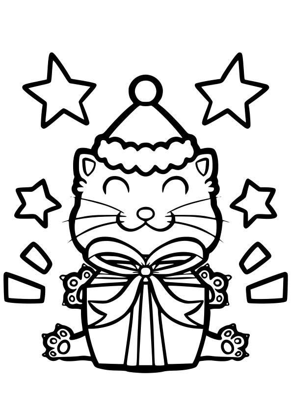 Christmas cat drawing for coloring page free printable nurieworld