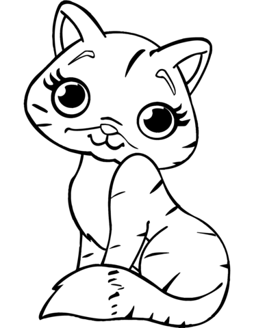 Cute kitten coloring page free printable coloring pages