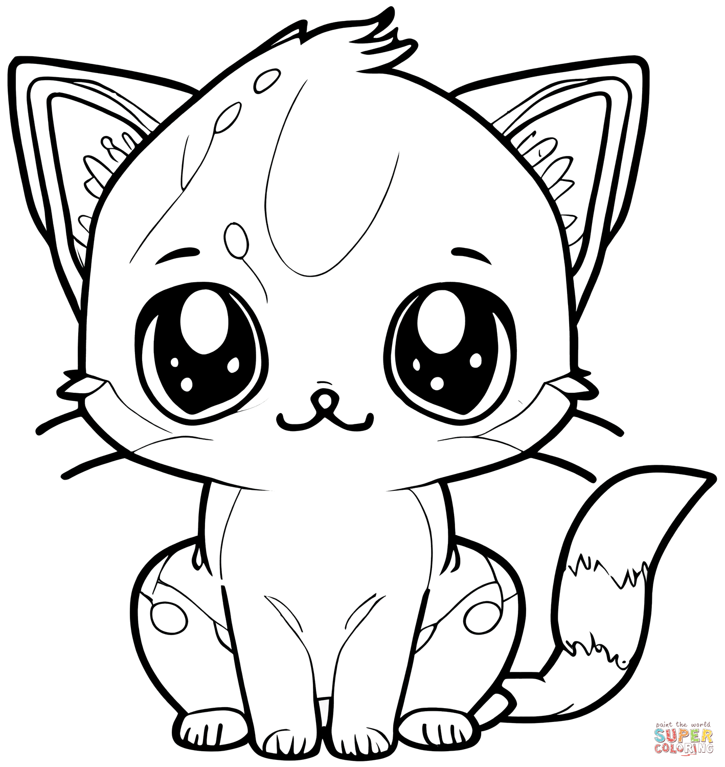 Adorable kitty cat coloring page free printable coloring pages