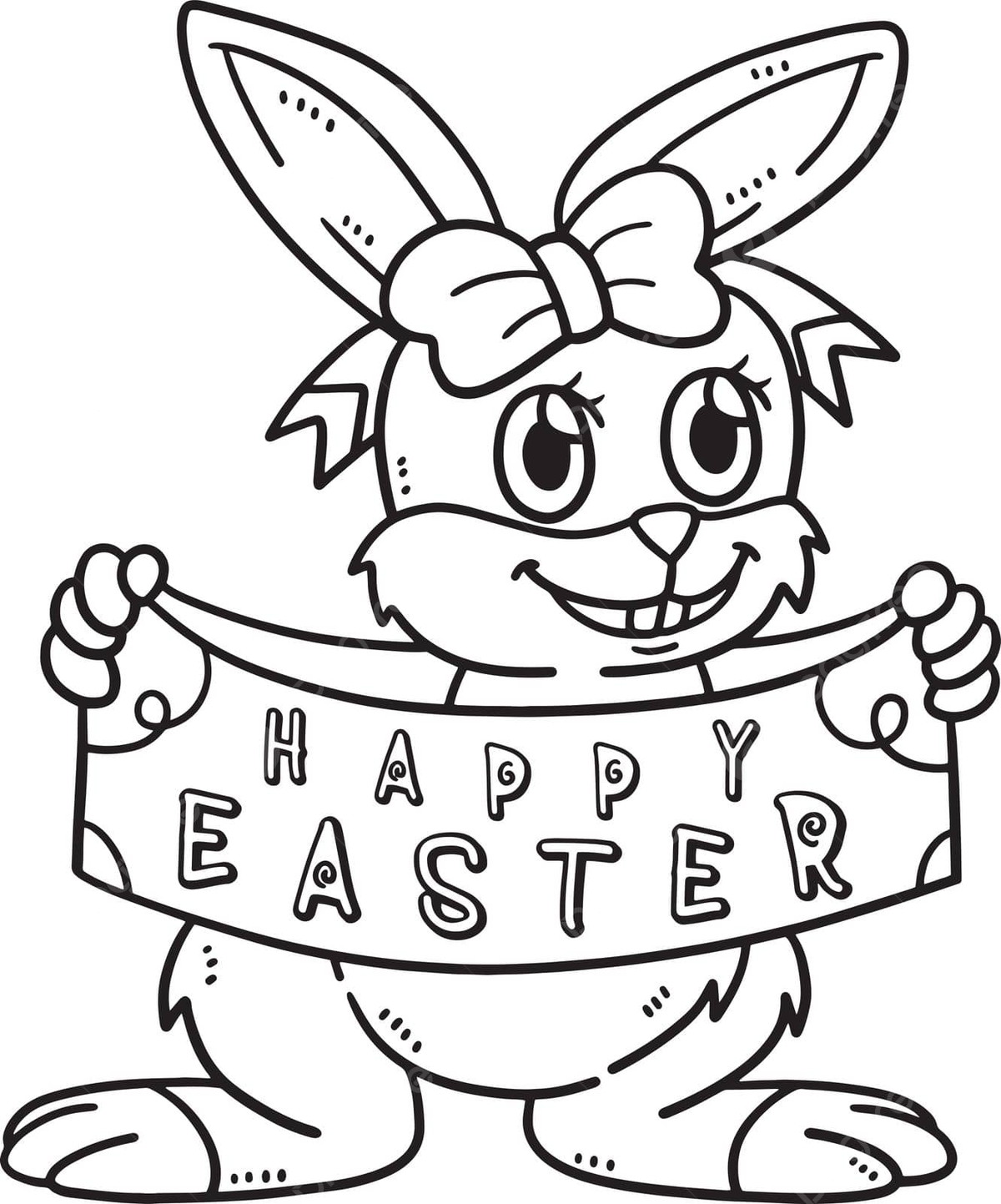 Happy easter bunny isolated coloring page resurrection design kids vector resurrection design kids png and vector with transparent background for free download