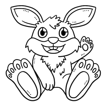 Premium vector bunny sitting isolated coloring page for kids