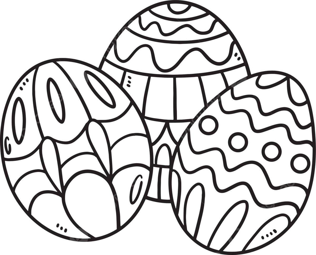 Coloring page for kids three isolated easter eggs vector isolated christian holy png and vector with transparent background for free download