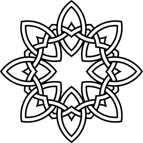 Interleaved geometric star coloring page free printable coloring pages