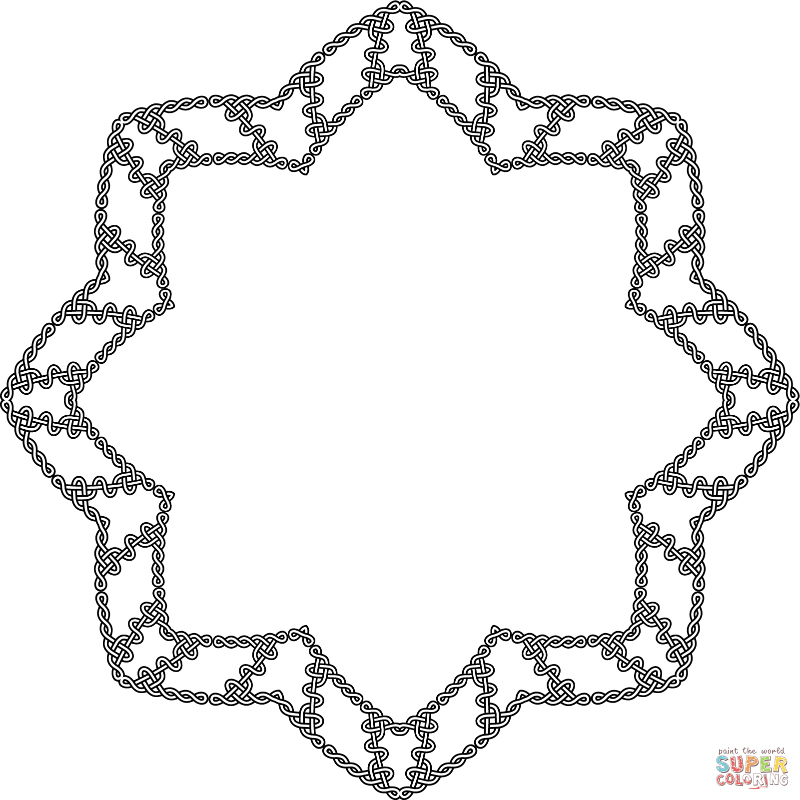 Celtic knot geometric frame coloring page free printable coloring pages