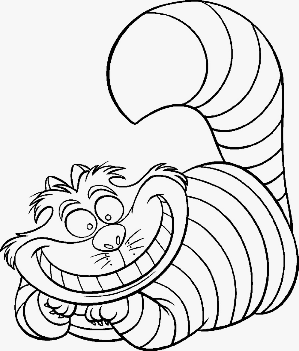 Cat cartoon coloring pages for kids educative printable alice in wonderland drawings cheshire cat alice in wonderland alice in wonderland characters