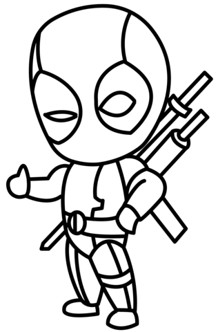 Chibi deadpool coloring page free printable coloring pages