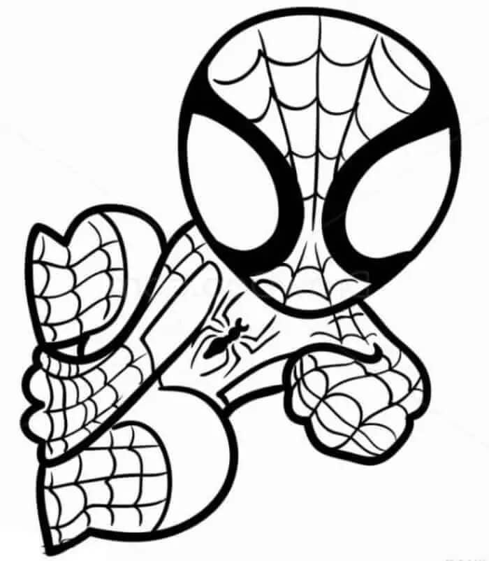Chibi spiderman climbing superhero coloring pages cartoon coloring pages spiderman coloring
